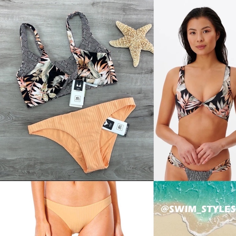 ☀️RIP CURL☀️ reversible HAVANA TWIST CROP PREMIUM SURF CHEEKY PANT BIKINI SET